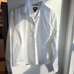 Lands' End Crisp White Collared Cropped Button Down Shirt